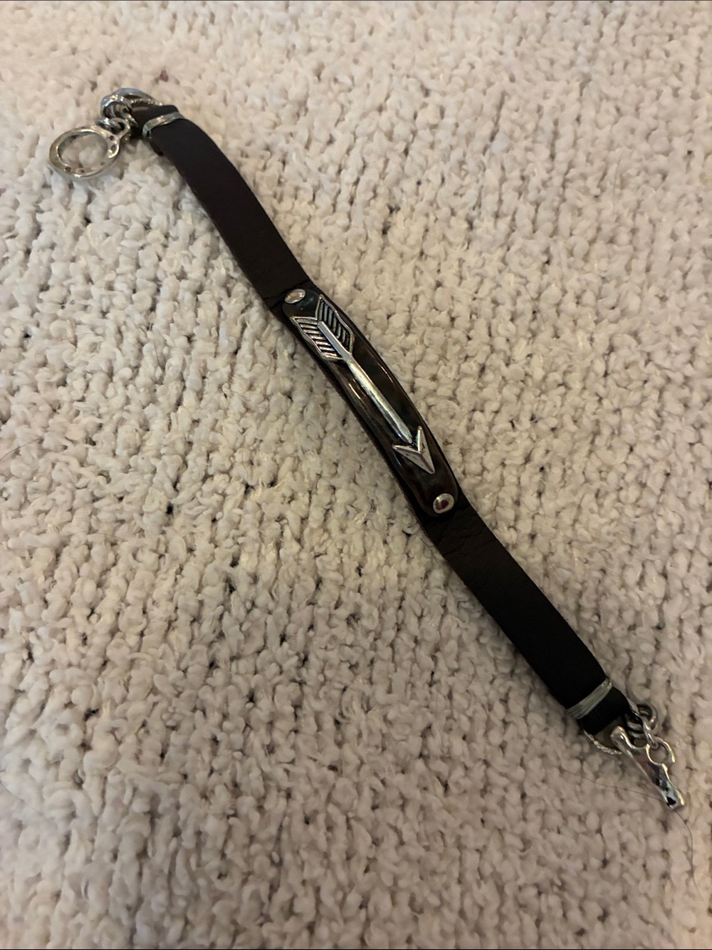 Leather Arrow Accent Bracelet - Dark Brown 7” with extender